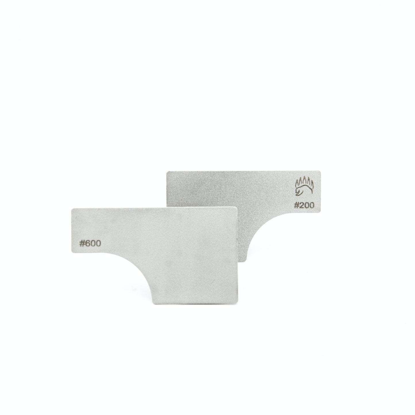 Dual grit sharpening plates #200 and #600 from the Field Sharpener Wallet set, designed for efficient field blade sharpening.