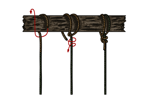 Step-by-step guide showing how to tie the Backhanded Hitch knot.