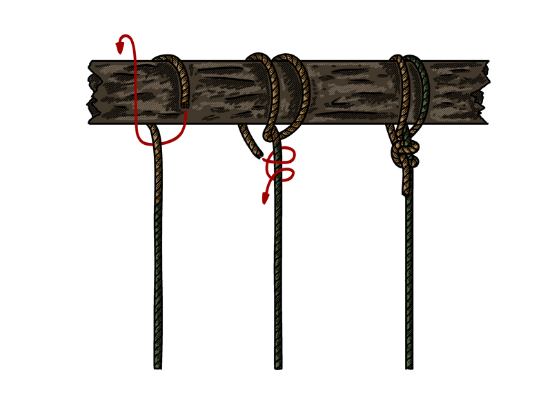 Step-by-step guide showing how to tie the Backhanded Hitch knot.