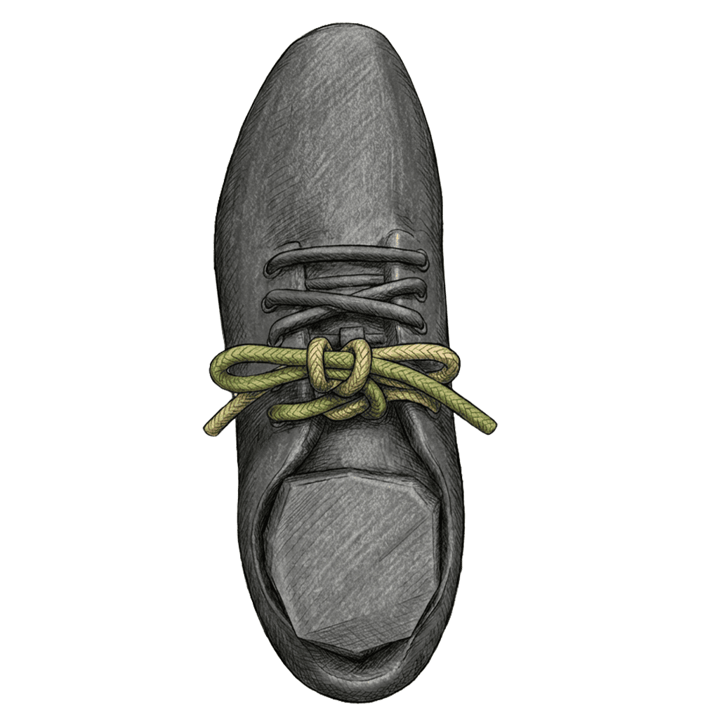 The Double Wrap shoelace knot, tied and finished — The Bear Essentials Outdoors.