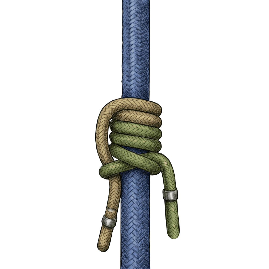 Illustration of the completed Knut Hitch, hand-drawn.