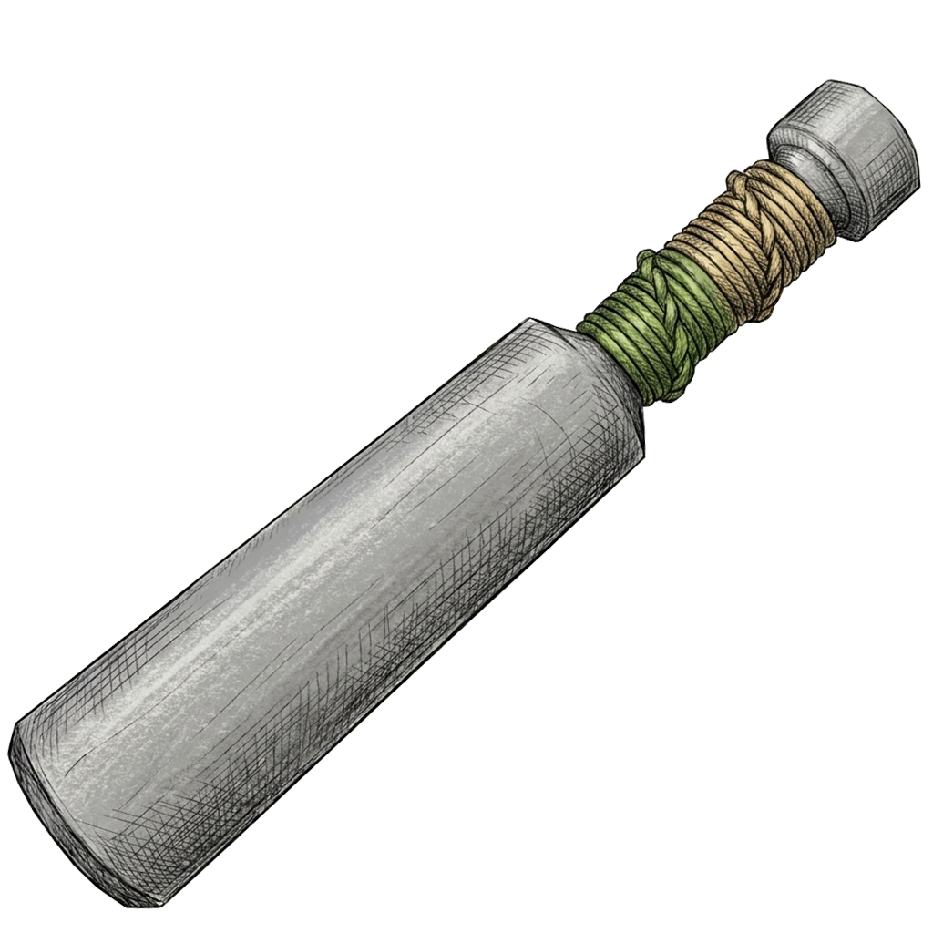 Illustration of the completed Spiral Hitch Handle Wrap, hand-drawn.