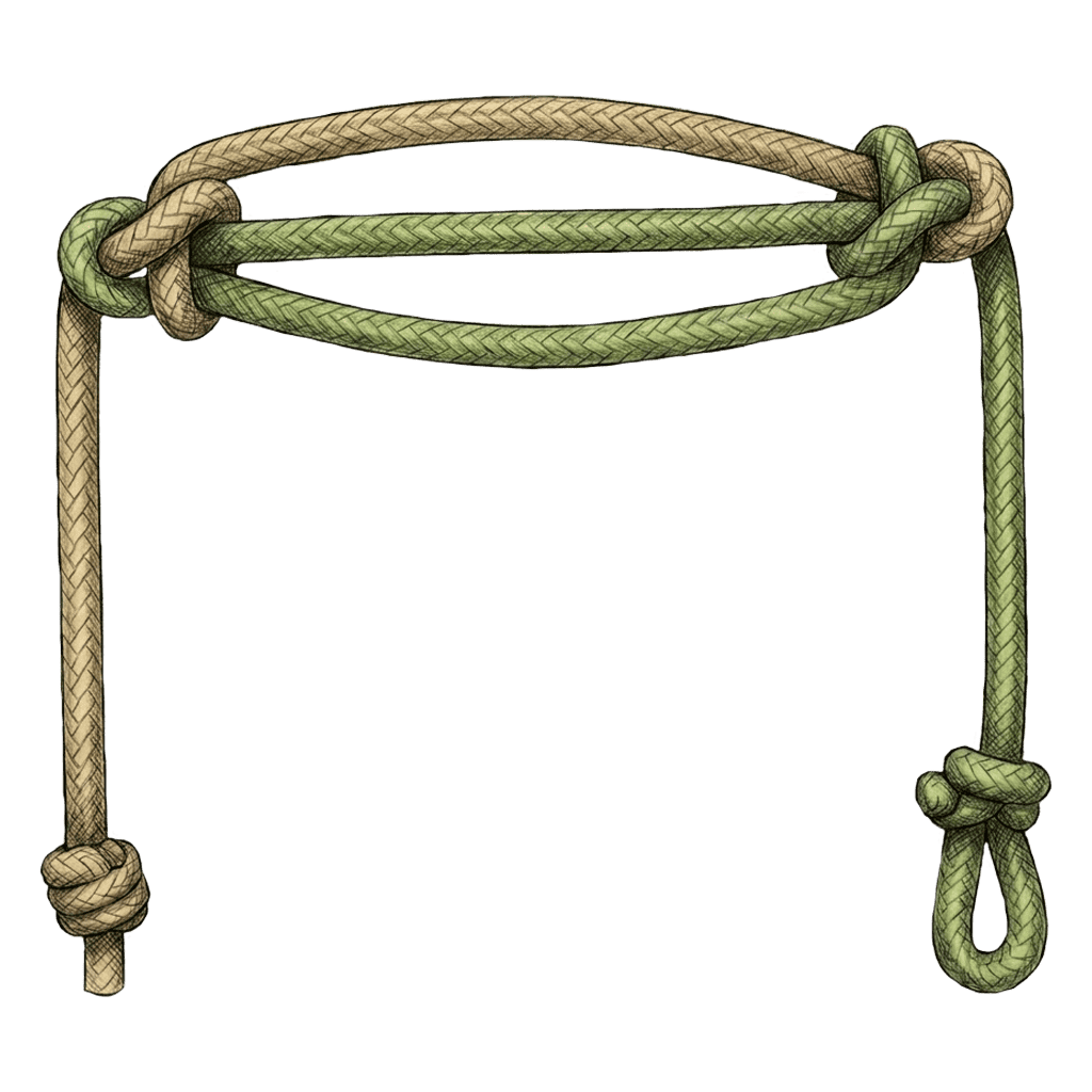 Illustration of the completed Rock Sling (Simple), hand-drawn.