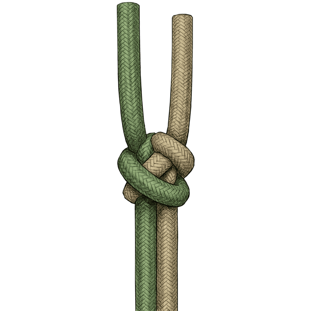 Illustration of the completed Matthew Walker Knot (1 Strand), showing a single cord wound into a spiral bead.