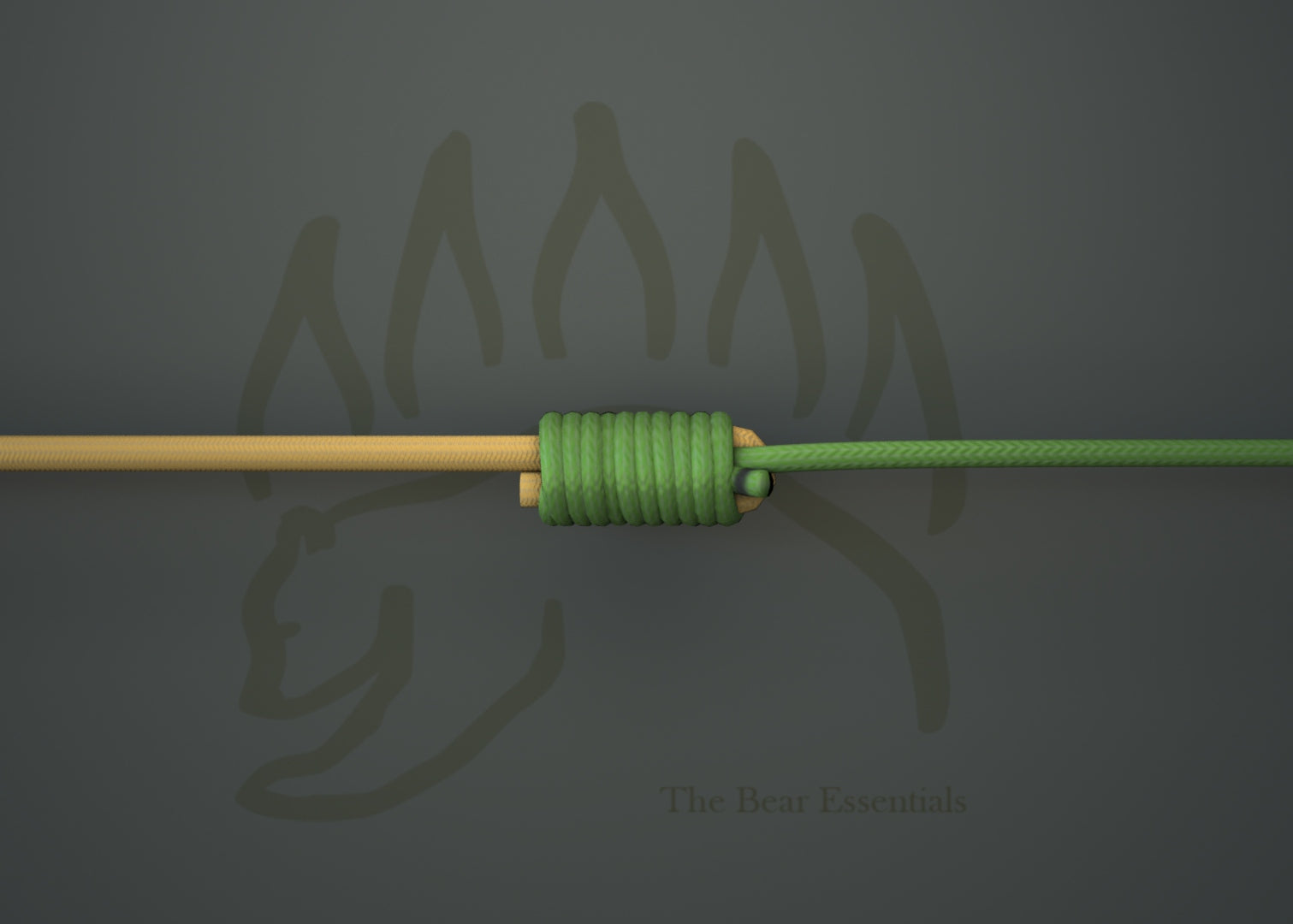Albright Knot tying two fishing lines with tight green wraps.