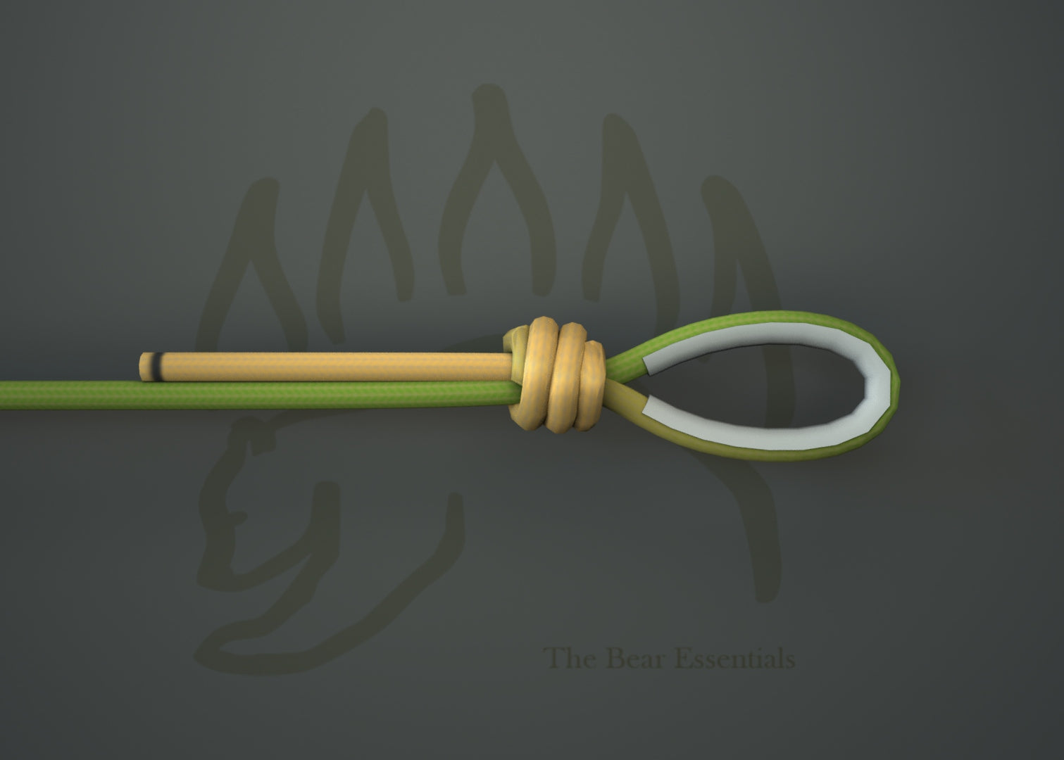 Securely tied scaffold knot forming a strong loop in green rope