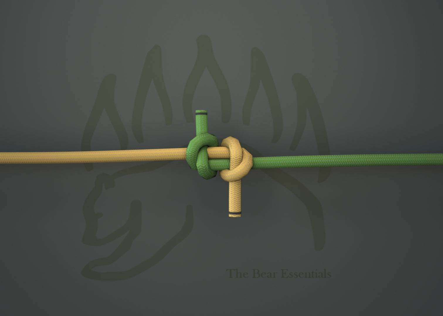 Fisherman’s Knot tying tutorial with yellow and green ropes intertwined.