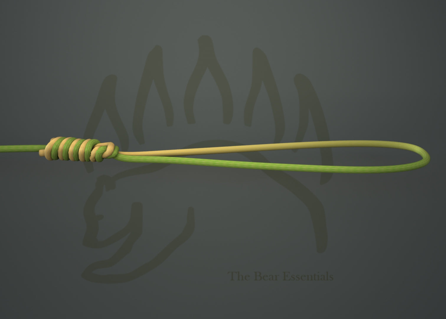 Spider Hitch knot tied in fishing line with secure double loop.