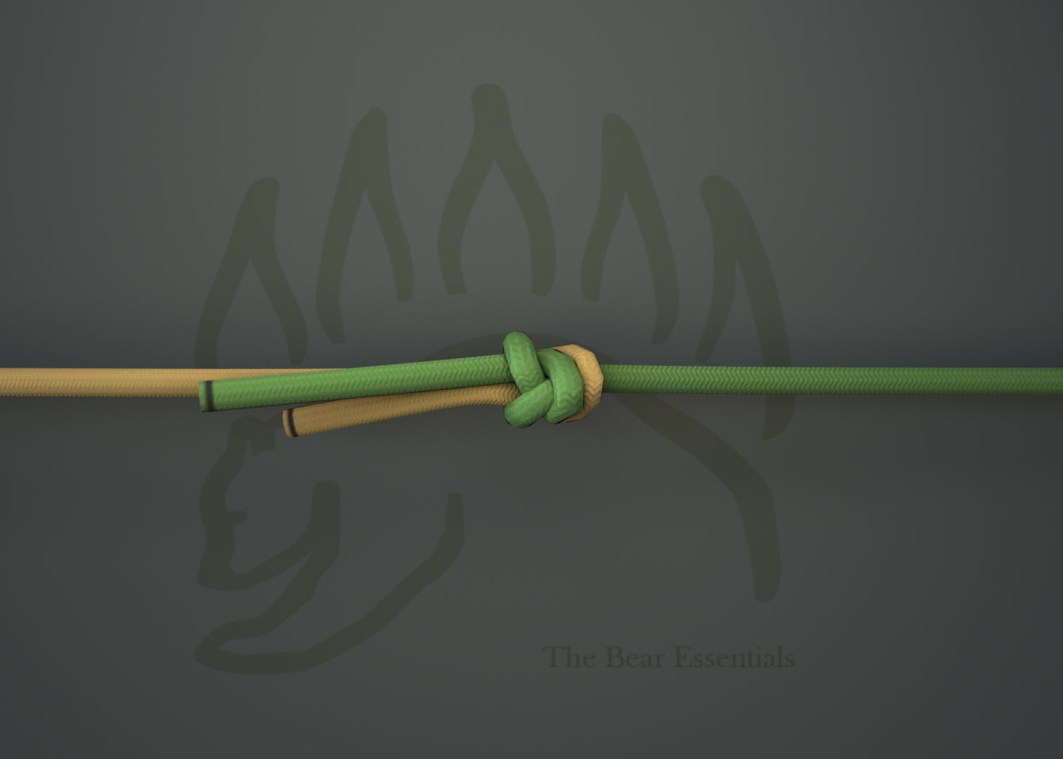 Tucked Sheet Bend knot joining green and yellow ropes securely.