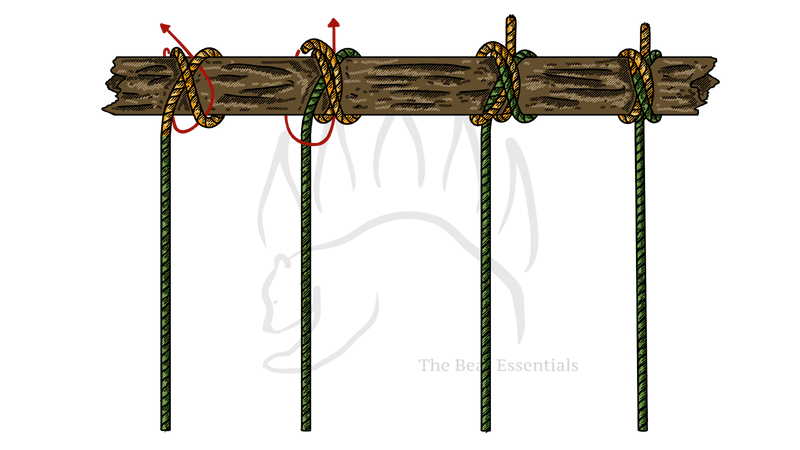 How to tie the symmetrical double constrictor knot on a wooden post.