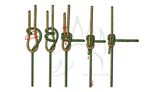 Step-by-step guide showing how to tie the Double Dragon Bend knot.