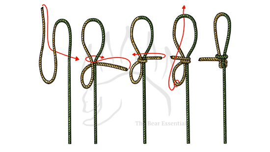 Step-by-step guide to tying the Double Dragon Loop Knot mid-line.