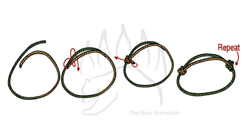 Step-by-step guide to tying the Double Rolling Hitch Bend knot.