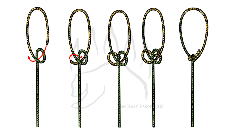Step-by-step guide showing how to tie the Eskimo Bowline knot.