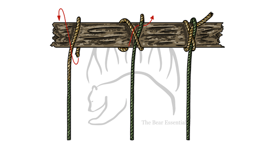 Step-by-step illustration of tying the Slipped Ground Line Hitch knot.