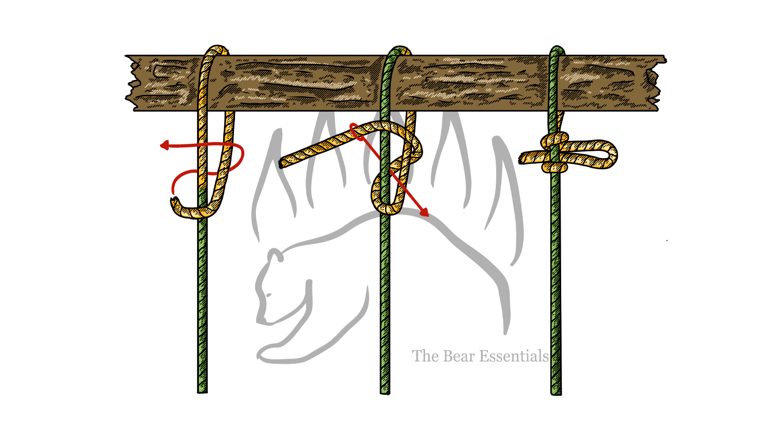 Step-by-step guide showing how to tie the Slipped Buntline Hitch knot.