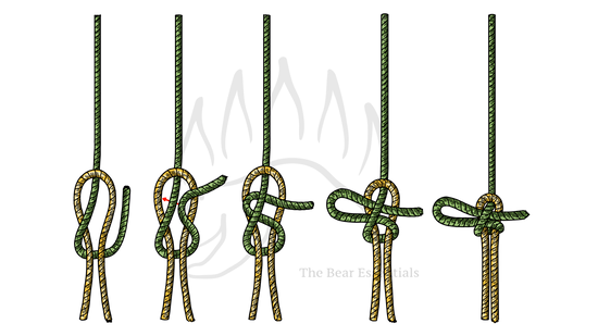 **Alt Text:**  
Step-by-step guide showing how to tie the Tiller’s Hitch knot securely.

Let me know if you'd like a written description of each step shown in the image!