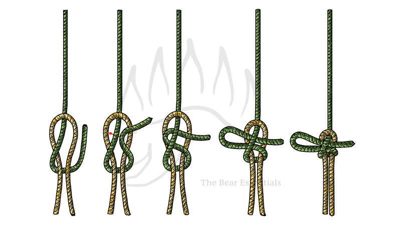 **Alt Text:**  
Step-by-step guide showing how to tie the Tiller’s Hitch knot securely.

Let me know if you'd like a written description of each step shown in the image!