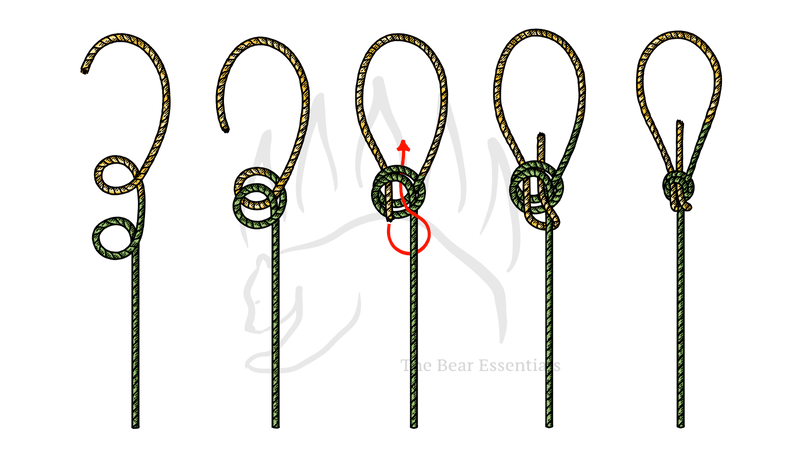 Step-by-step guide showing how to tie the Water Bowline knot.