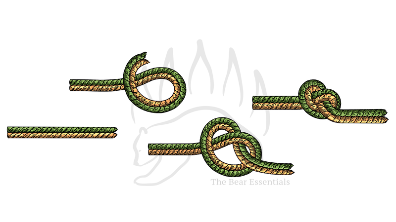 Step-by-step guide showing how to tie the Flat Overhand Bend knot.