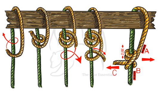 Step-by-step guide to tying the taut line hitch knot on a pole.