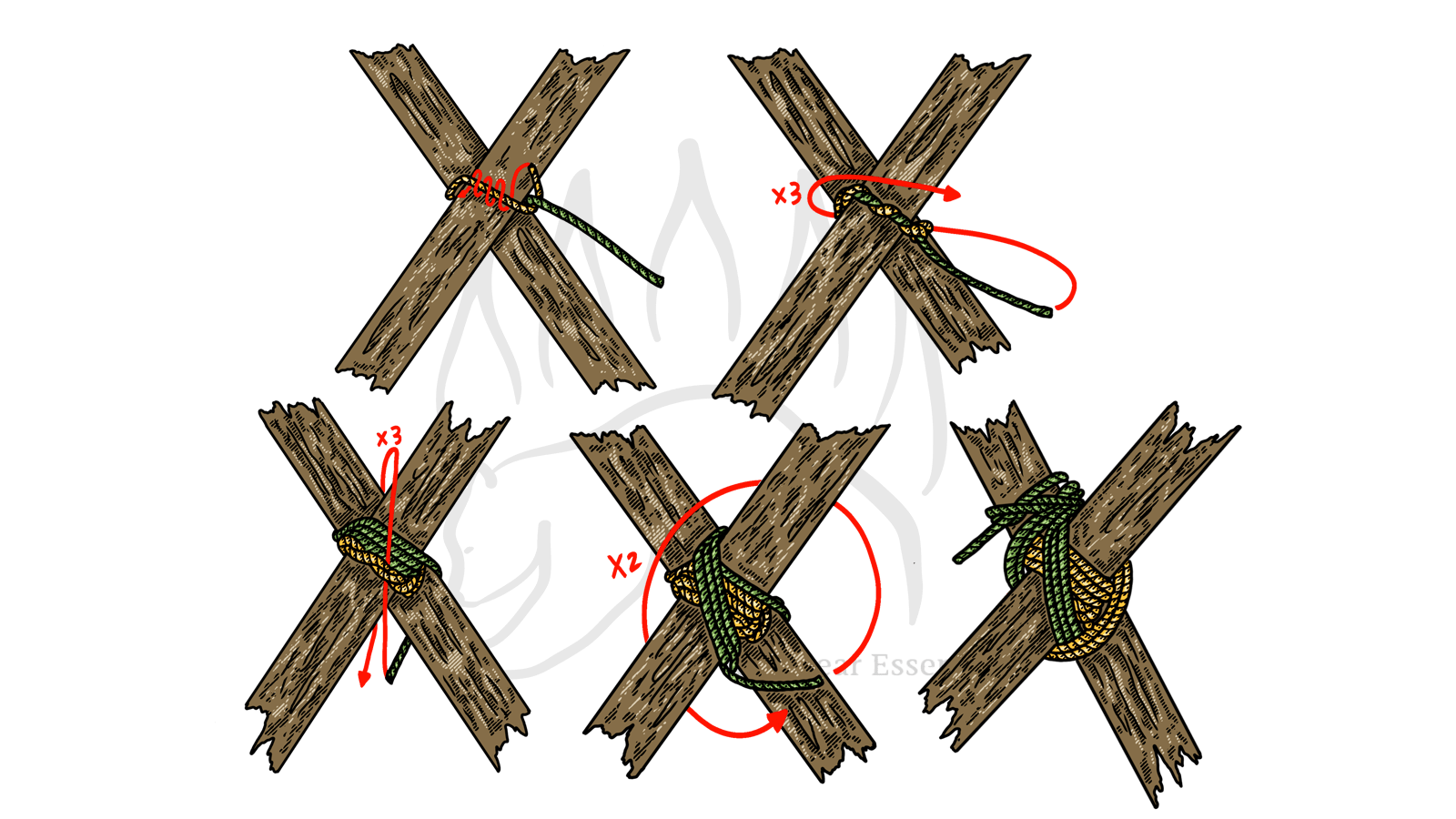 How to Tie the Diagonal Lashing - The Bear Essentials Outdoors Co.