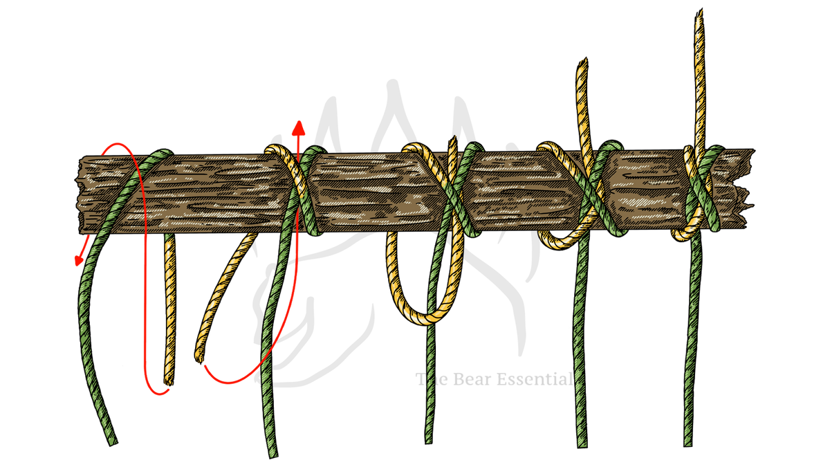 Step-by-step diagram showing how to tie the Constrictor Knot, with each stage numbered.