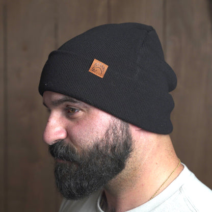 100% Soft Merino Wool Beanie - The Bear Essentials Outdoors Co., Black, Adult,