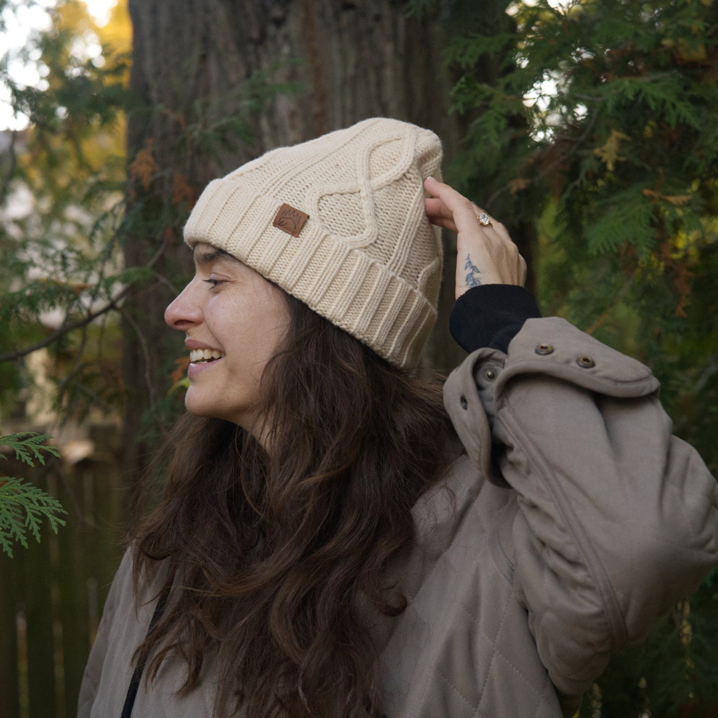 100% Soft Merino Wool Beanie - The Bear Essentials Outdoors Co., Olive, Adult,