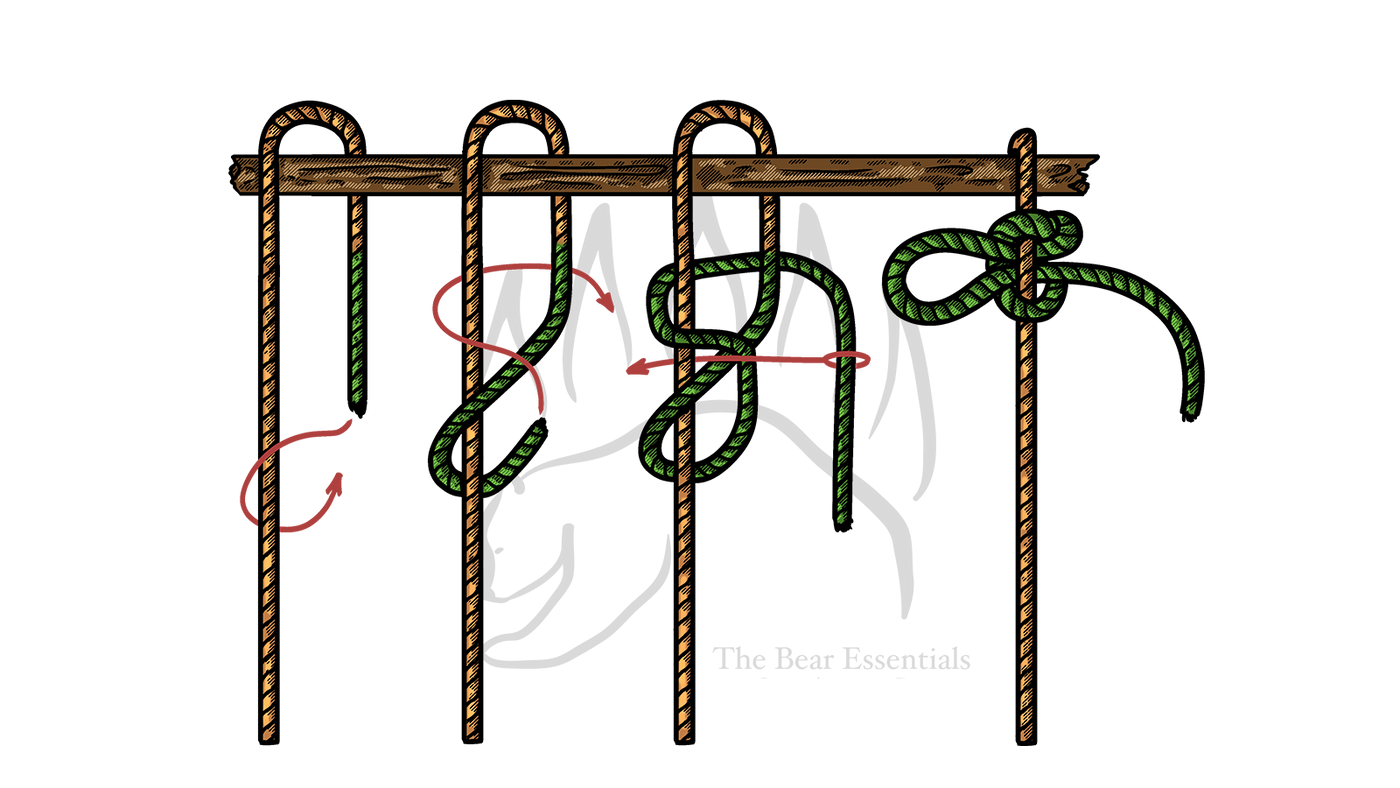 Step-by-step diagram showing how to tie the High Point Hitch, with each stage numbered.