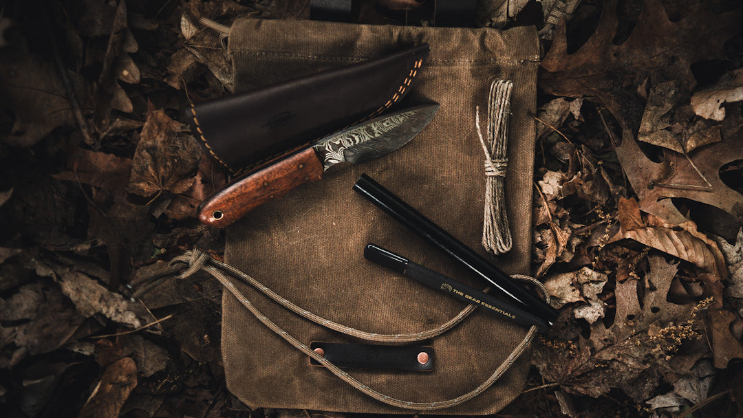 Bushcraft Fire Kit — Ferro Rod & Waxed Canvas Foraging Pouch Bundle