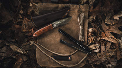 Bushcraft Fire Kit — Ferro Rod & Waxed Canvas Foraging Pouch Bundle