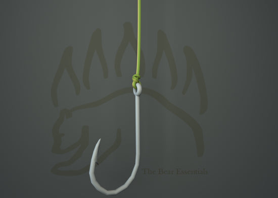 bear hook fishing Pine Ridge Black Wall Tangle with the target that shows interest in the jig as if you were digging your nails into it Metsu Hook Skinny Bear