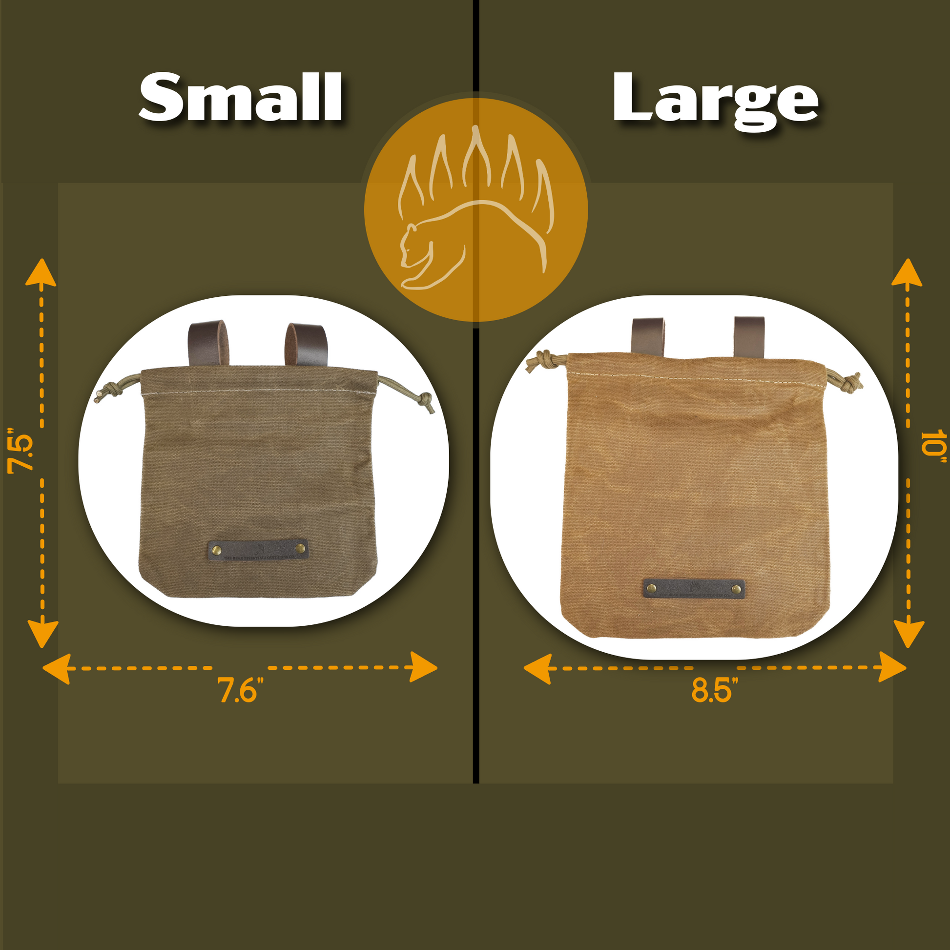 a infographic showing the size difference between large and small foraging bag