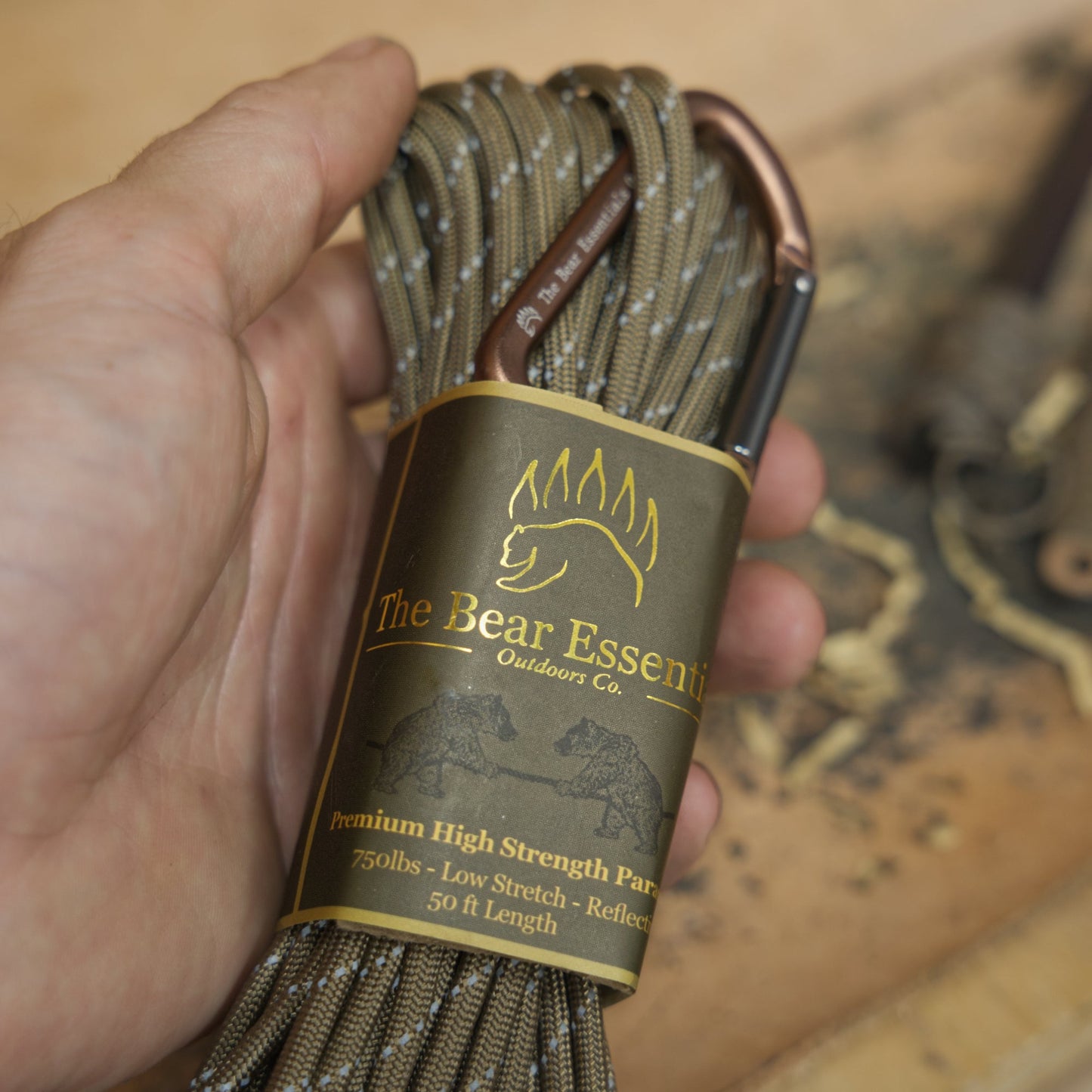 Bear Essentials Premium Bushcraft Paracord - Extra High Strength - 750lbs - The Bear Essentials Outdoors Co., Olive Drab, ,