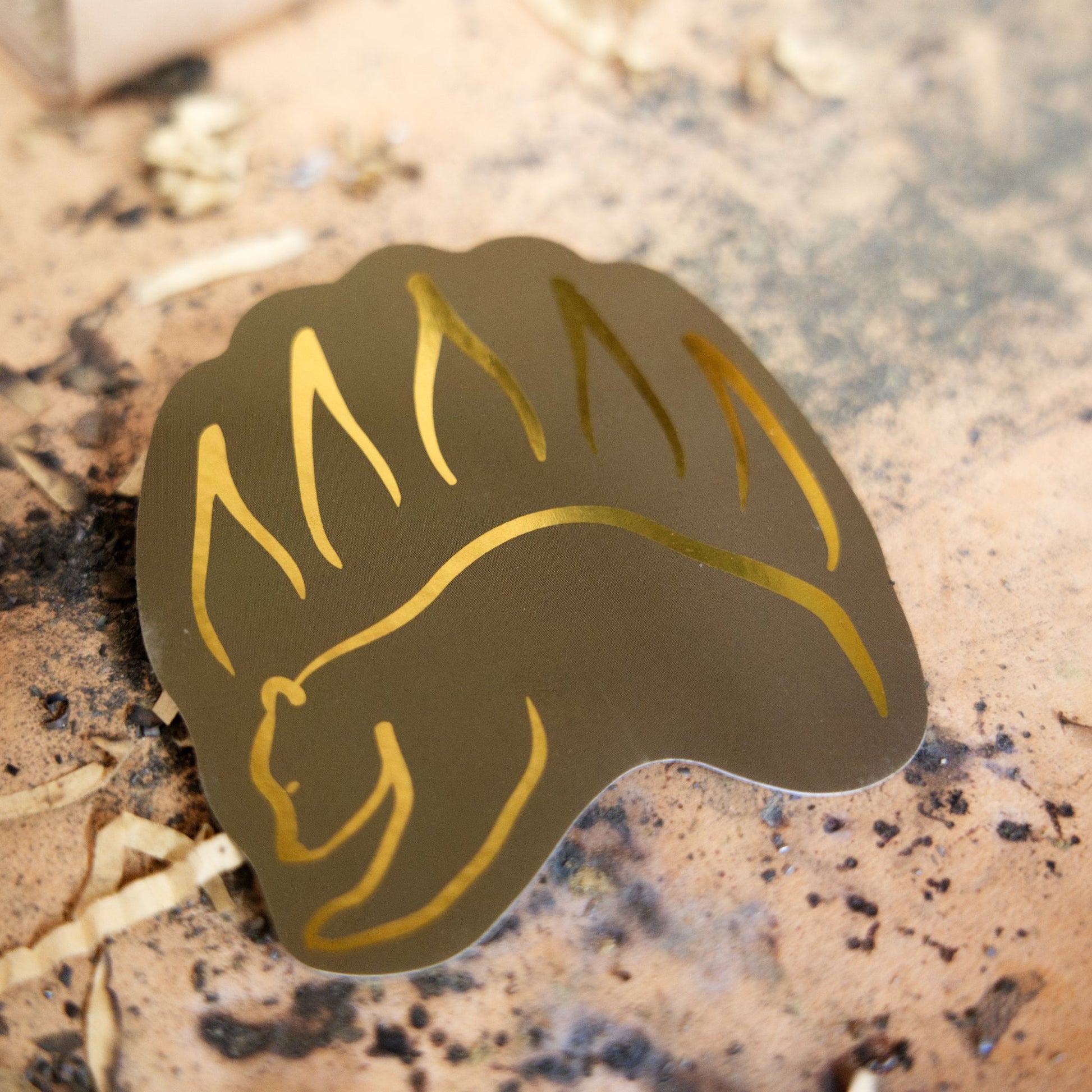 Bear Paw Stickers - The Bear Essentials Outdoors Co., Olive Green and Gold Bear Paw (Holographic), ,