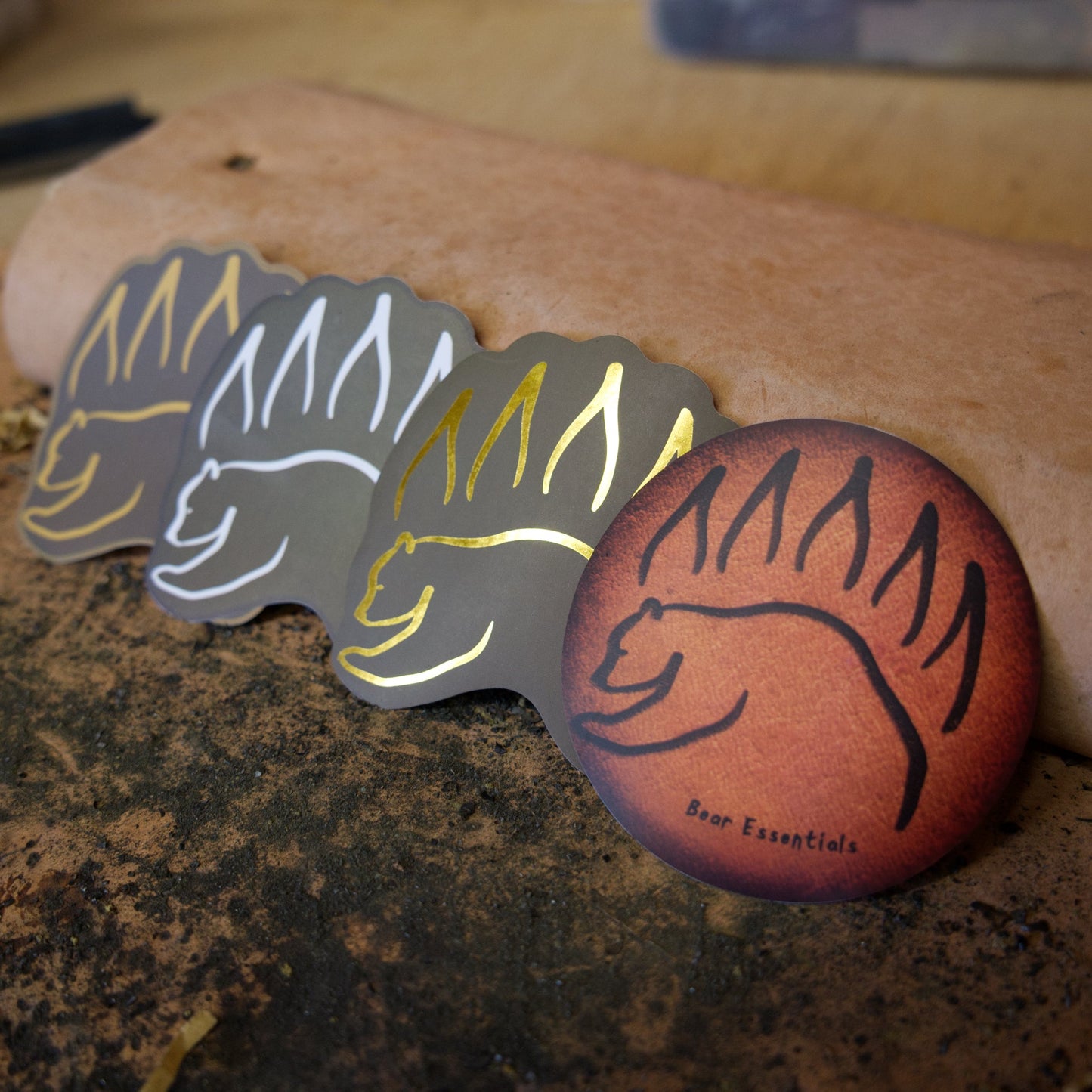 Bear Paw Stickers - The Bear Essentials Outdoors Co., Olive Green and Mustard Bear Paw, ,