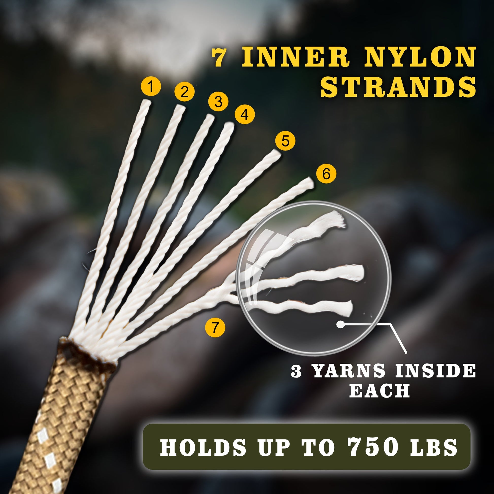 Clearance: Bear Essentials Premium Bushcraft Paracord - (25FT) Extra High Strength - 750lbs - The Bear Essentials Outdoors Co., , ,