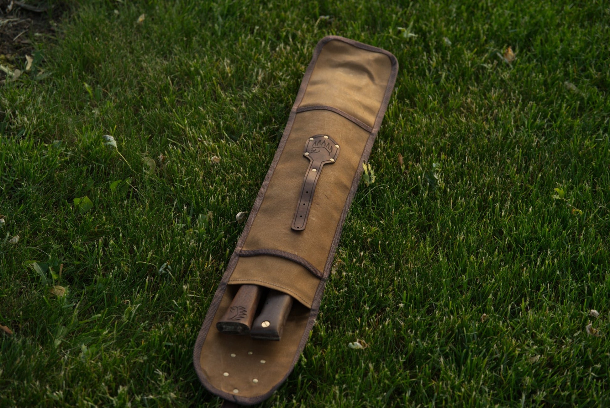 Clearance: Carrying Sling for Saws and Axes - The Bear Essentials Outdoors Co., Brown, Large 26" (For up to 24" Bucksaws",