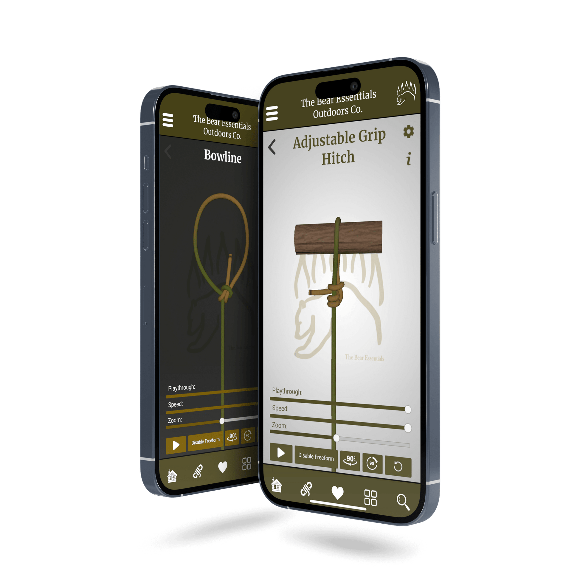 Knot IQ 3D App – Knot Tying Companion Kits - The Bear Essentials Outdoors Co., Large Top 10 Knot Reference Card Only (No ropes or kit), ,