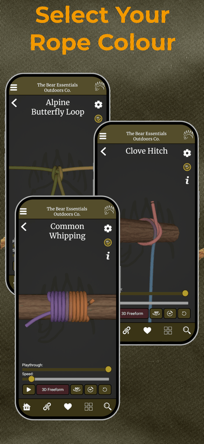 KNOT IQ - 3D & Offline Knot Tying App - The Bear Essentials Outdoors Co., , ,