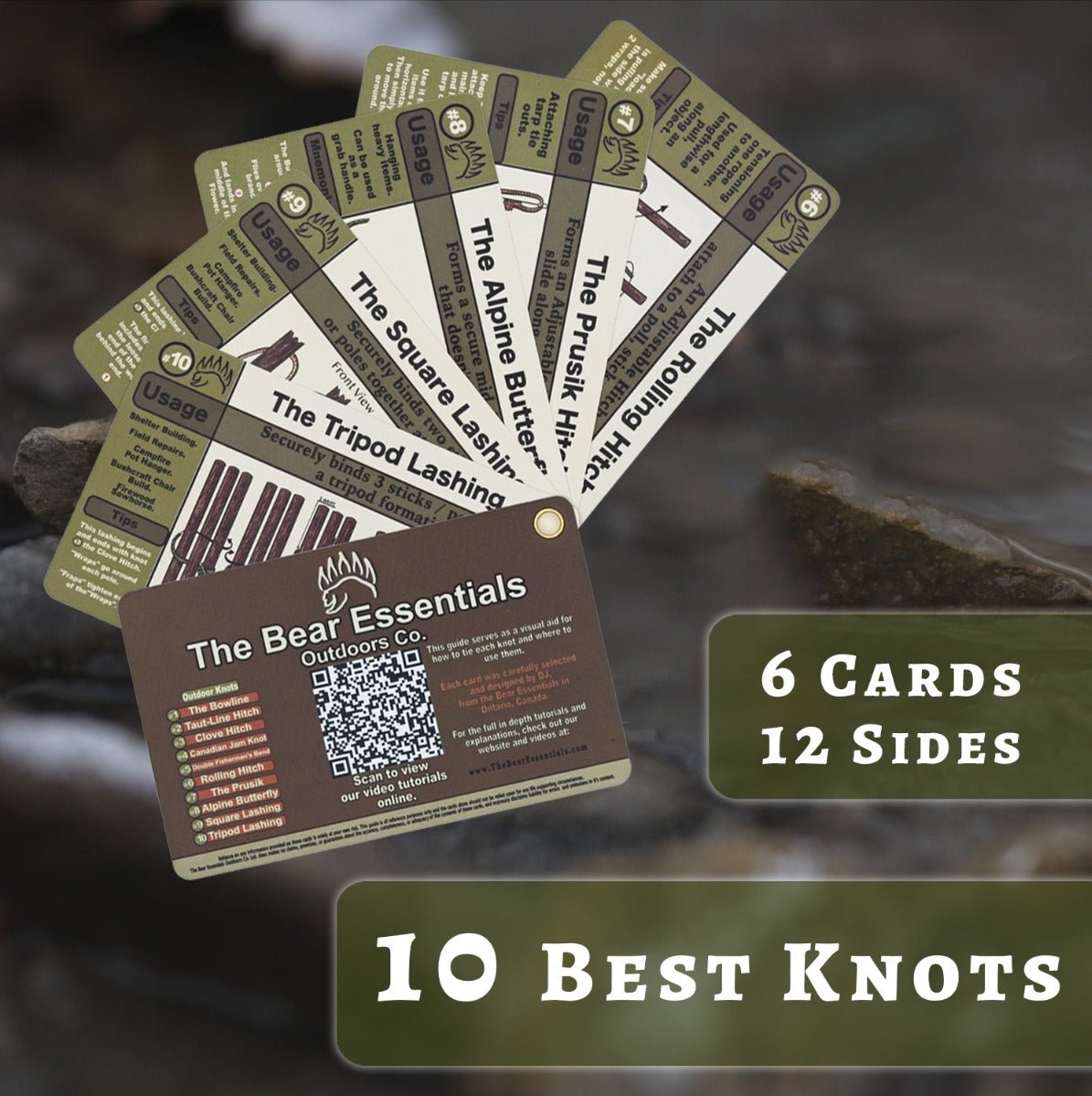 The Bear Essentials Knot Tying Kit - Knot Tying Cards Only - The Bear Essentials Outdoors Co., , ,